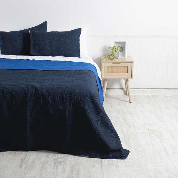 Quilt 2,5 Plazas bicolor azul/azulino, Mashini