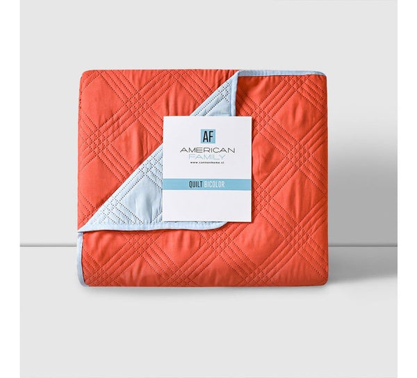 Quilt 2 plazas bicolor Coral, American Family