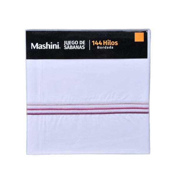 Sabana Super King 144 Hilos, Mashini, Line Rosa.