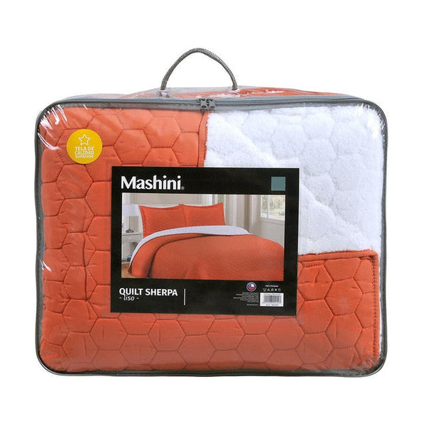 Quilt Sherpa 2 plazas Naranjo