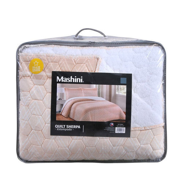 Quilt Sherpa SUPER KING estampado Peach