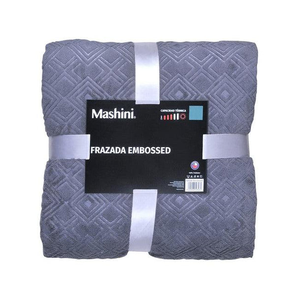 Frazada 1,5 Plazas Coral Embossed Gris