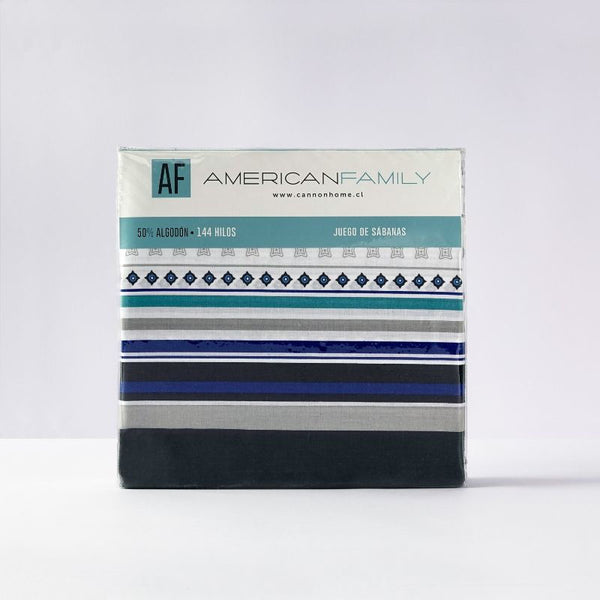 Sábanas King 144 Hilos, American Family, Modelo Aqua.