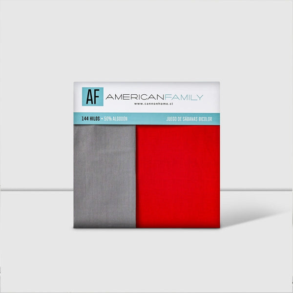 Sábanas King 144 Hilos, American Family, Bicolor Rojo-Gris